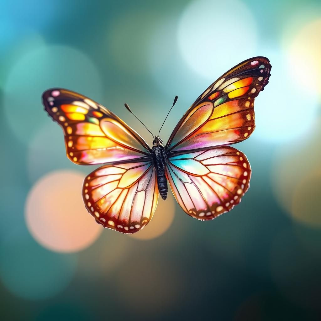 Iridescent Butterfly in Surreal Digital Art Style