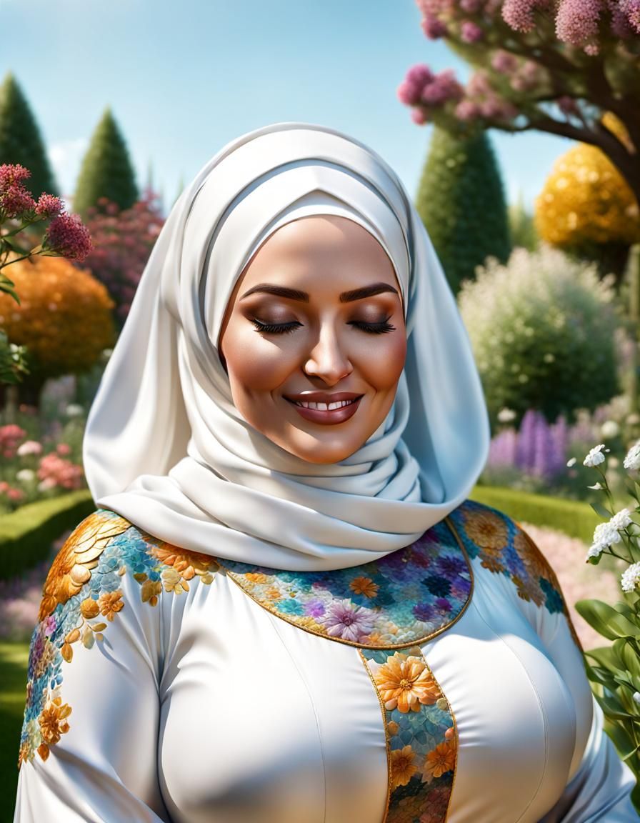 Friendly Hijabi Woman Portrait in Alcohol Ink Style