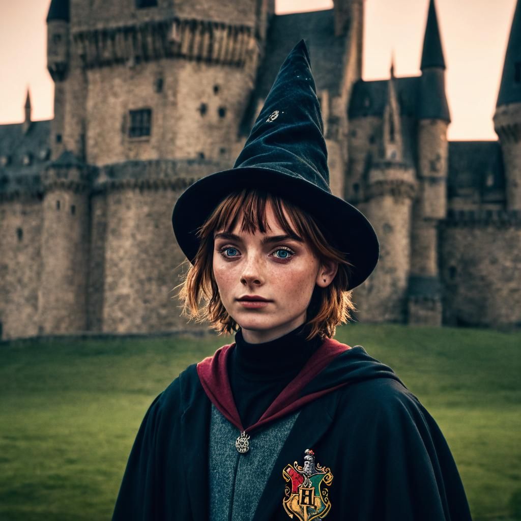 Young Wizard at Hogwarts in Cinematic Style