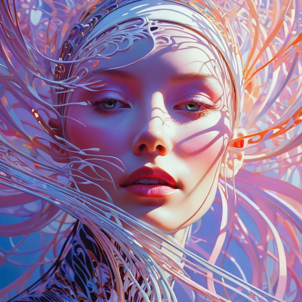 Surreal Face in Vibrant Oil Painting Style