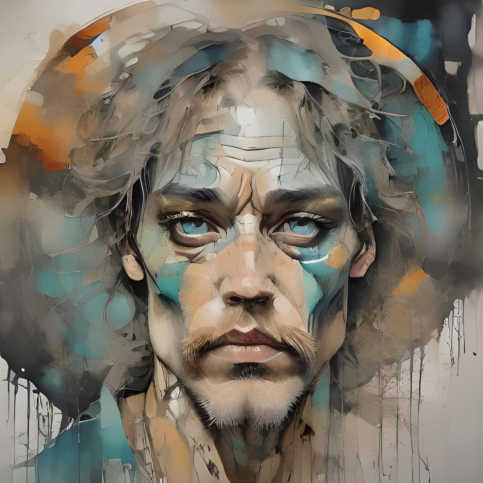 Esoteric Blue Ink Art with Musical Notation