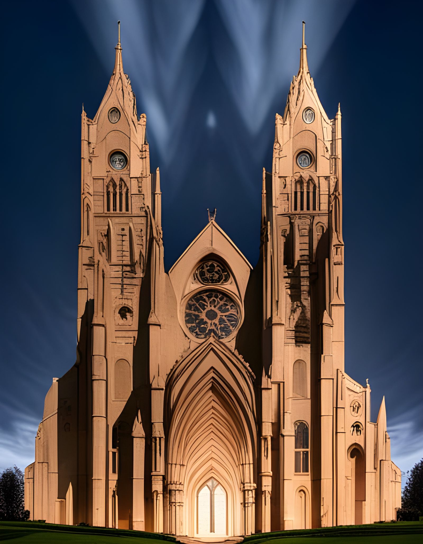 Surreal Gothic Church Under Cosmic Sky