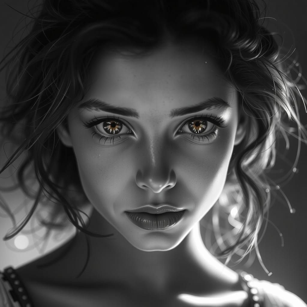 Beautiful Innocent Young Woman with Large Hazel Eyes