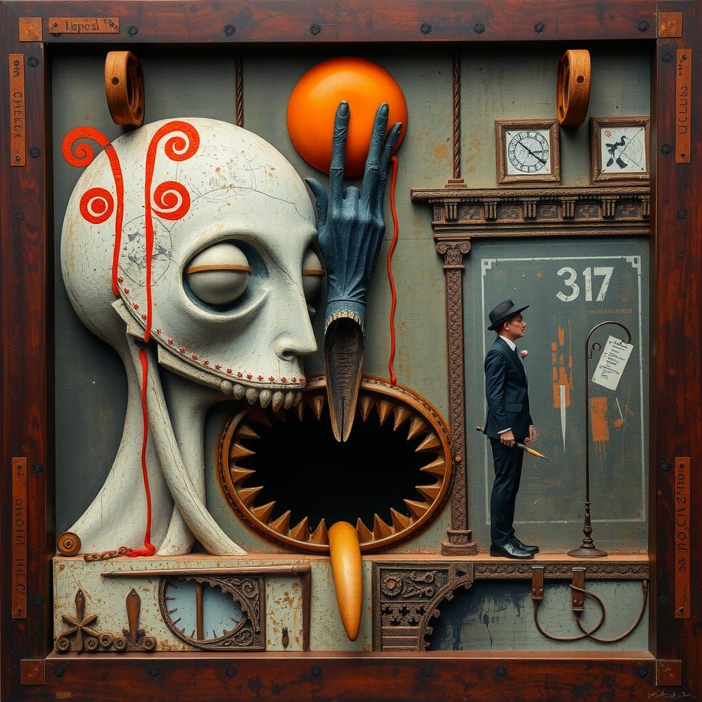 Surreal Scene in Dada Art Style
