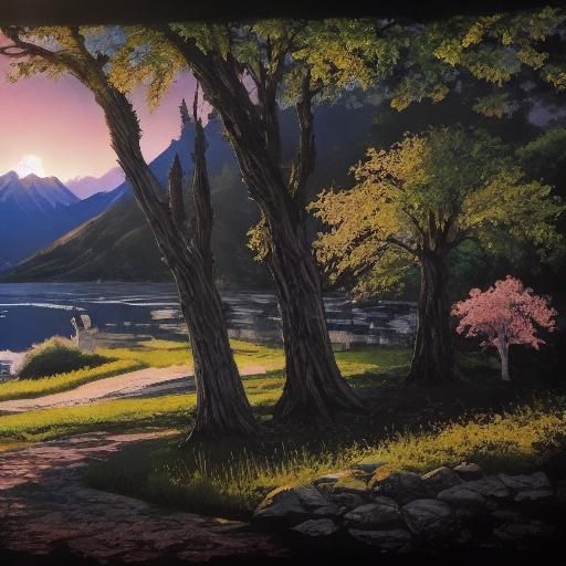 Ancient Sakura Tree with Knotwork Sketch Details