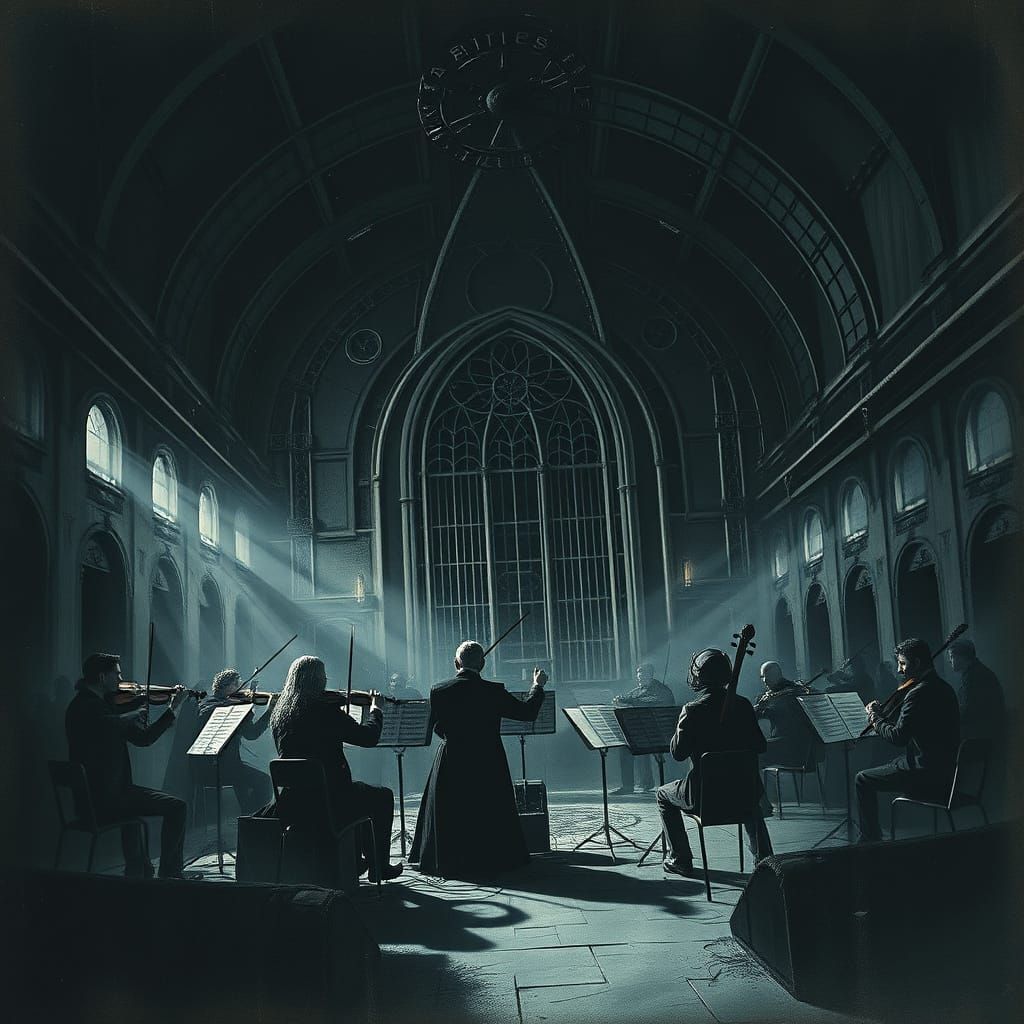 Dark, Gritty Cyberpunk Orchestra Performs in Abandoned Conce...