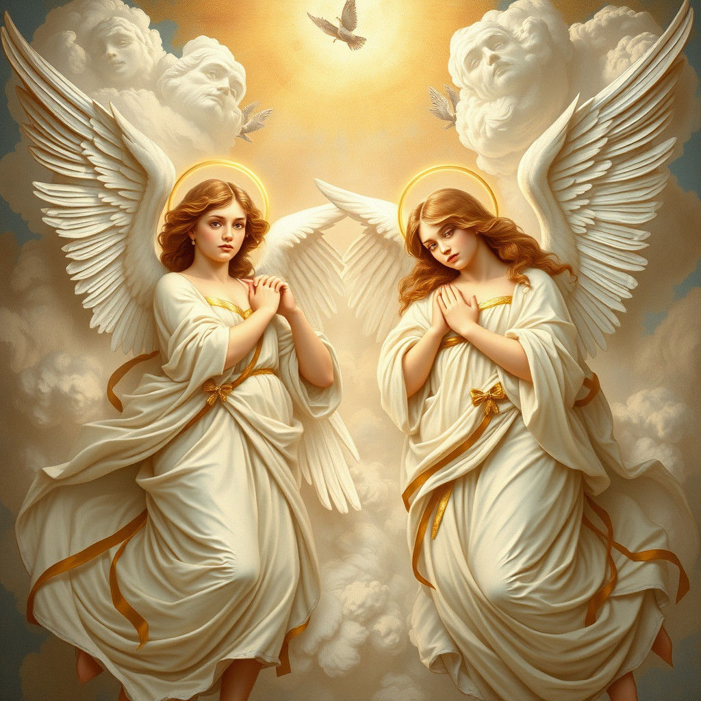 Angelic Renaissance Fresco with Ethereal Figures