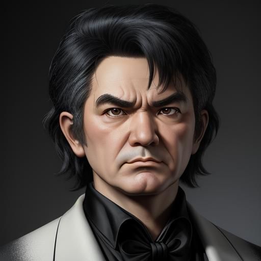 Chibi Beethoven Portrait in Comic Book Style