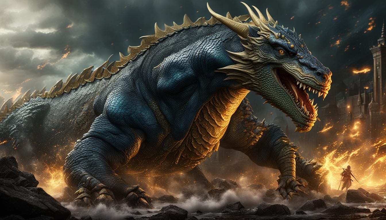 Fight between Glaurung and Turin in Dor-Lómin