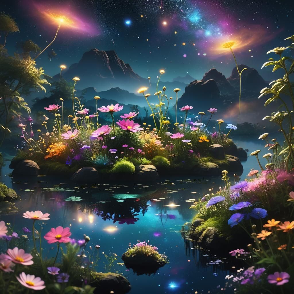 Floating Island Garden in Starry Cosmos