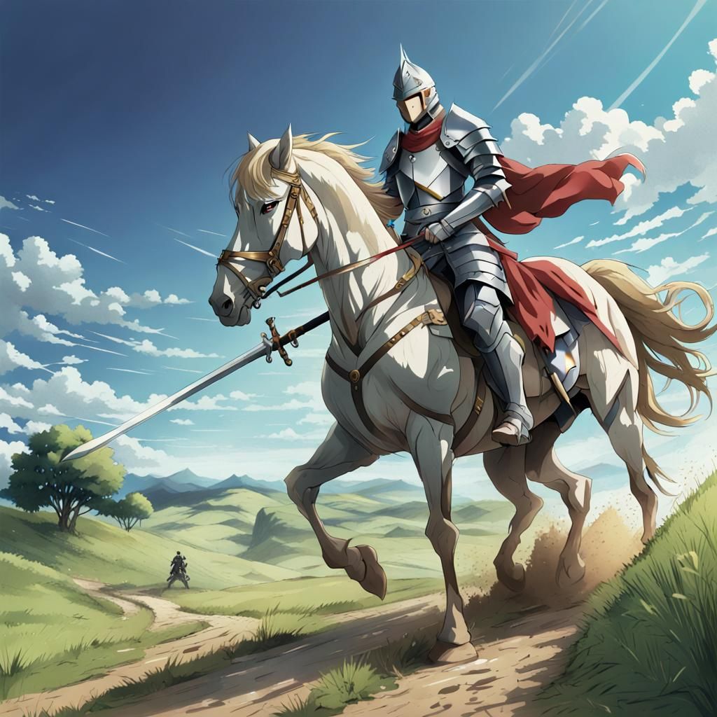 Knight on Horseback in Anime Style