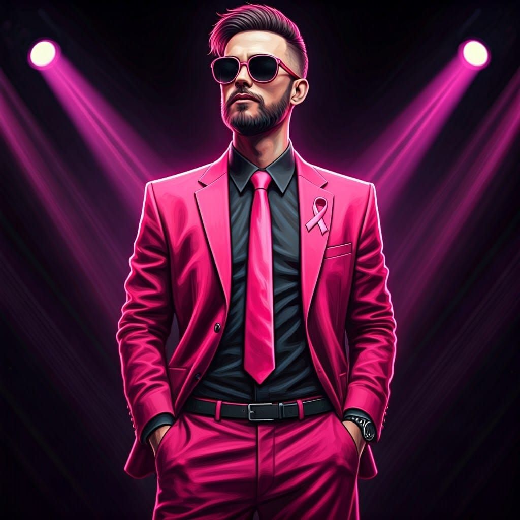 Neon Pink Rock Star Supports Breast Cancer Awareness