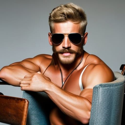 Handsome Blond Man in Aviator Sunglasses