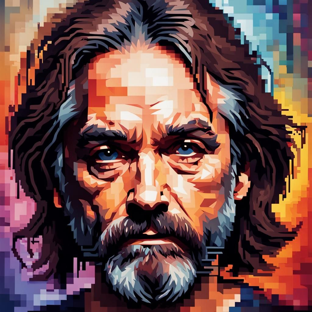 Pixelated Charles Manson Video Game Portrait
