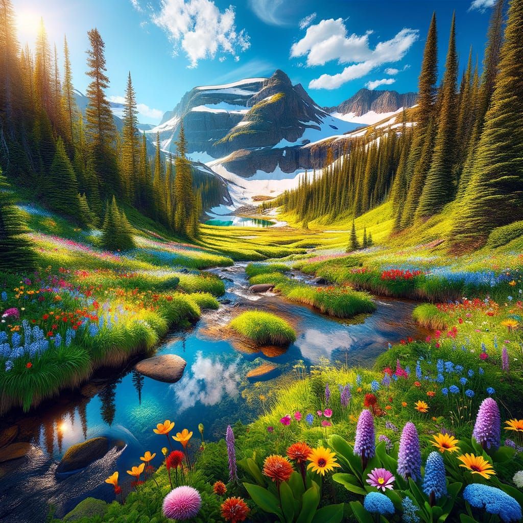Vibrant Spring in the Mountains Landscape