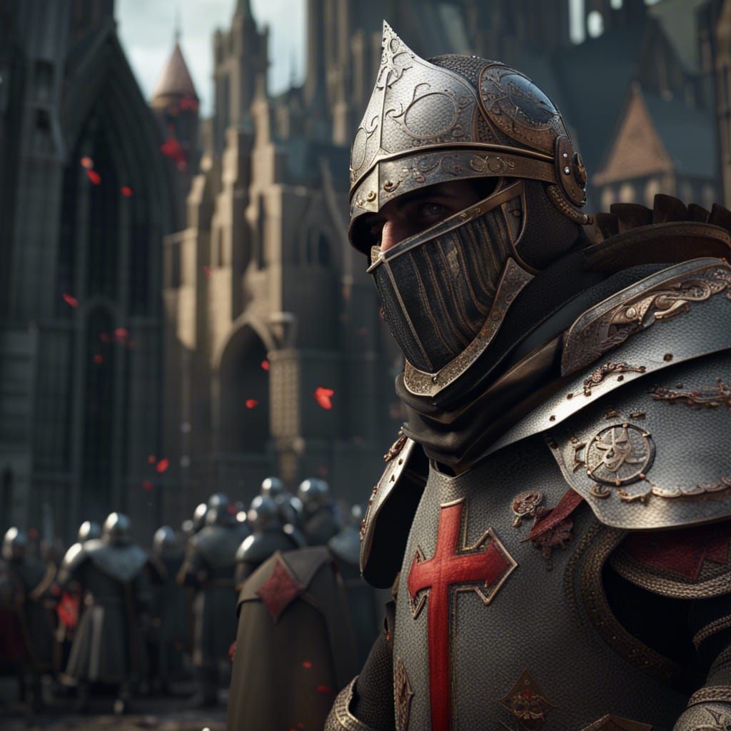 Knight Templar Portrait in Detailed 3D