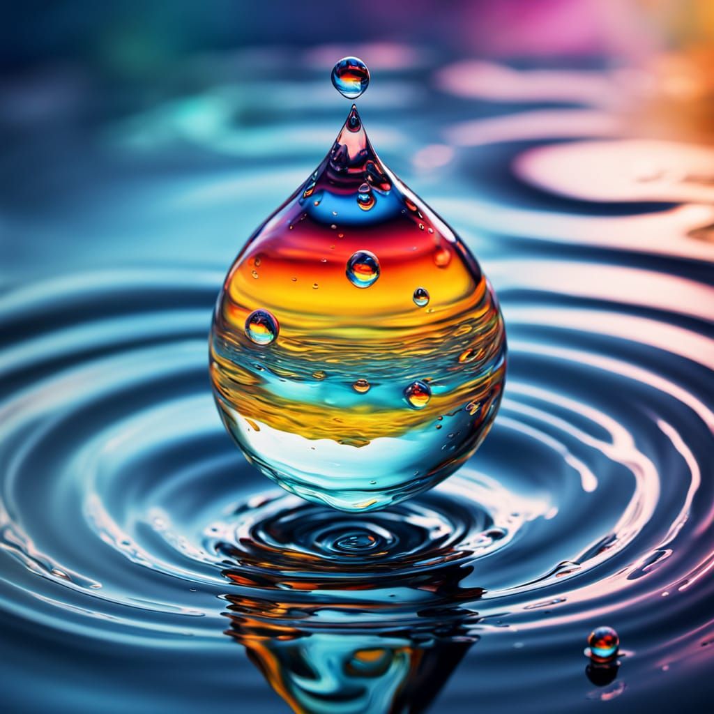 Surreal Macro Water Droplet Oil Painting