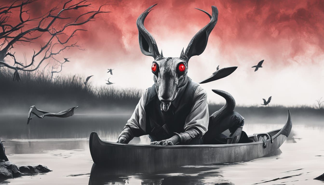 Ominous Dark Fantasy Portrait with Red Sky