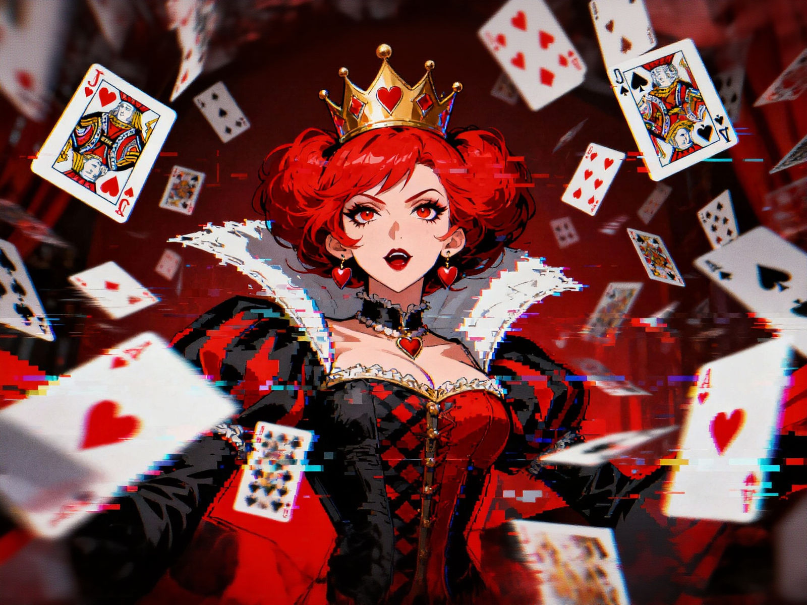 Villainous Queen of Hearts in Surreal Double Exposure