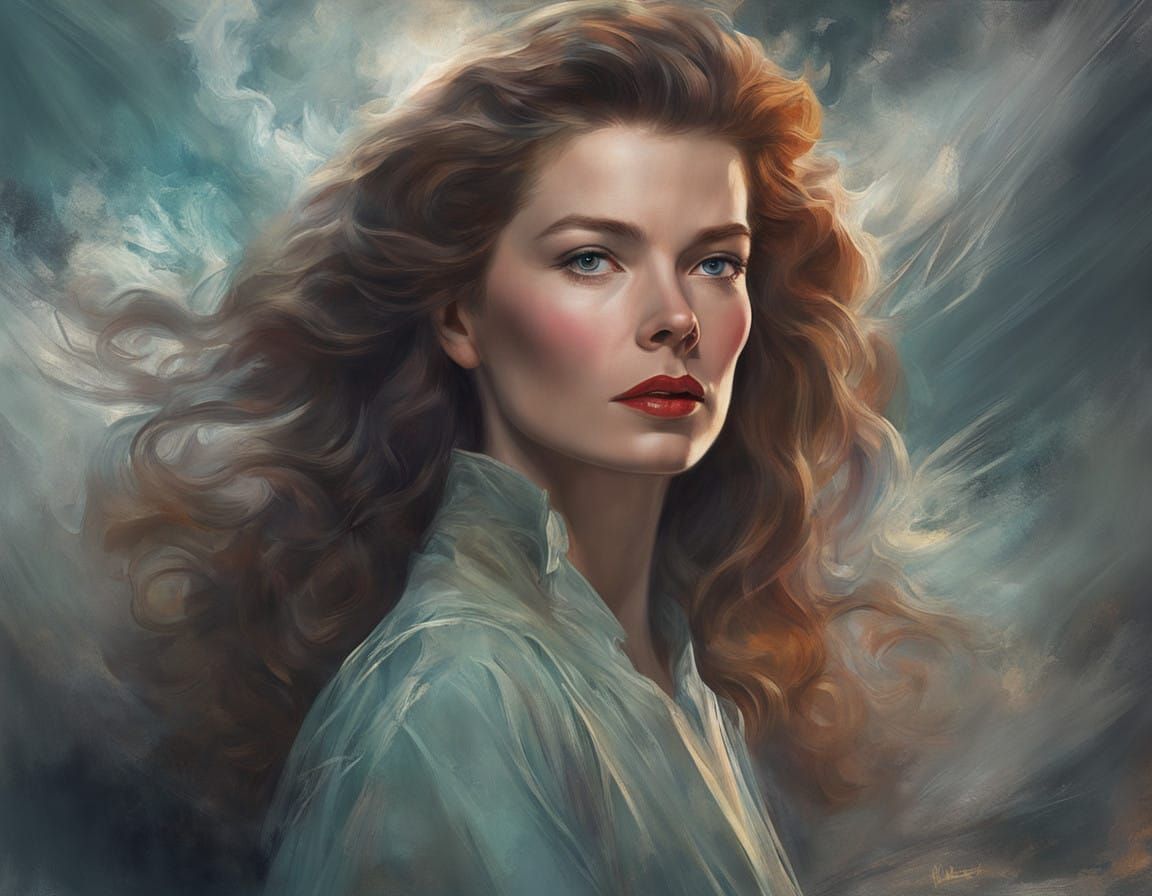 Katharine Hepburn Portrait in Dreamy Impasto Chalk Art