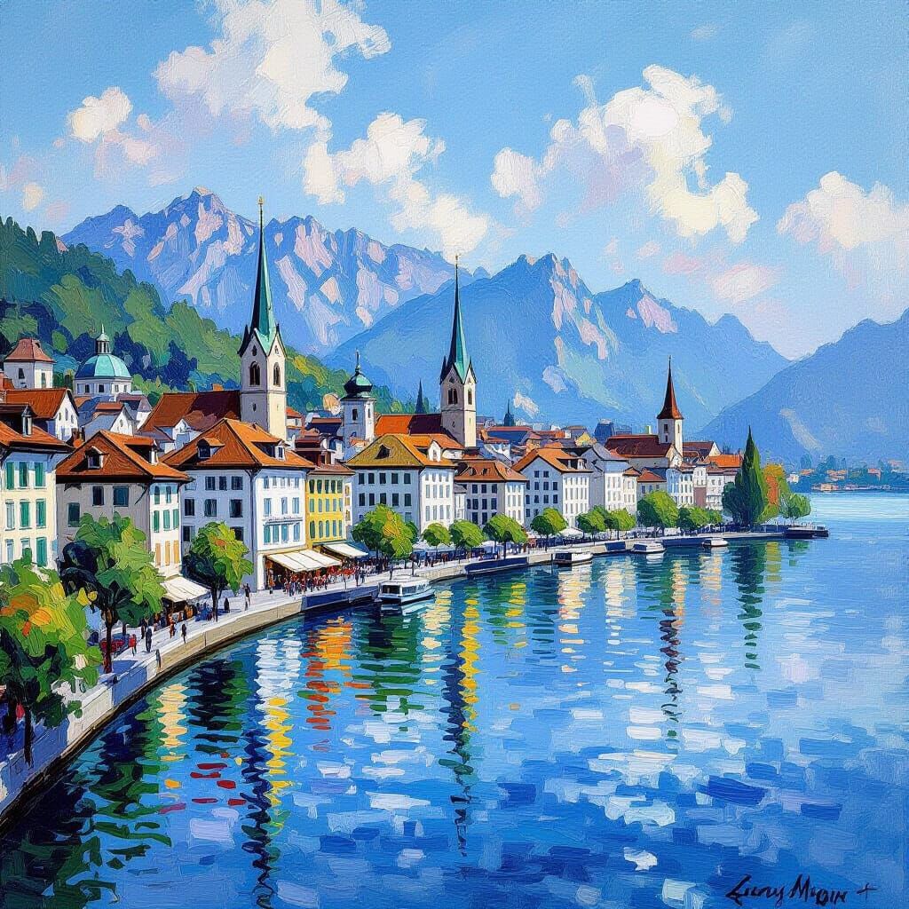 Zurich Landscape Painting in Impressionist Style