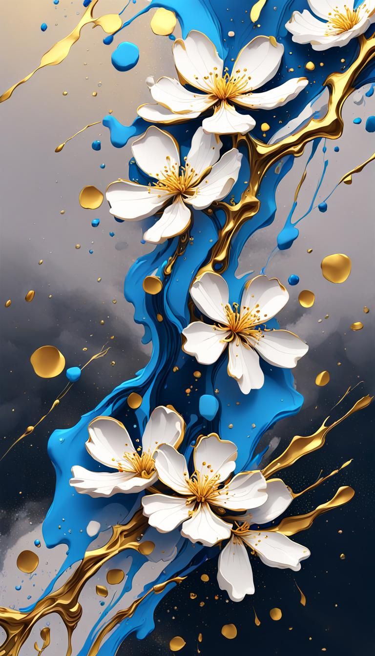 Abstract Sakura Flower in Graffiti Street Art Style