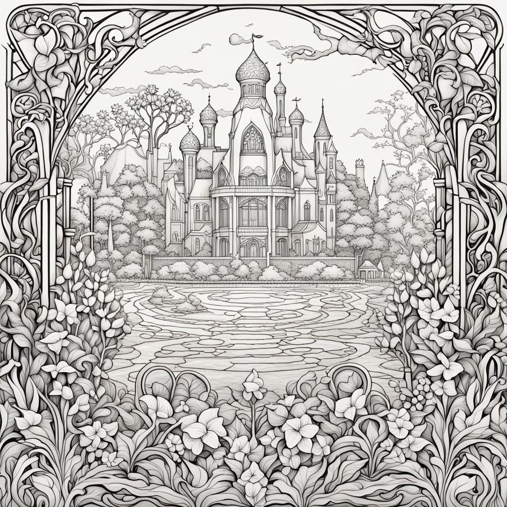 Art Nouveau Coloring Book Page Designs