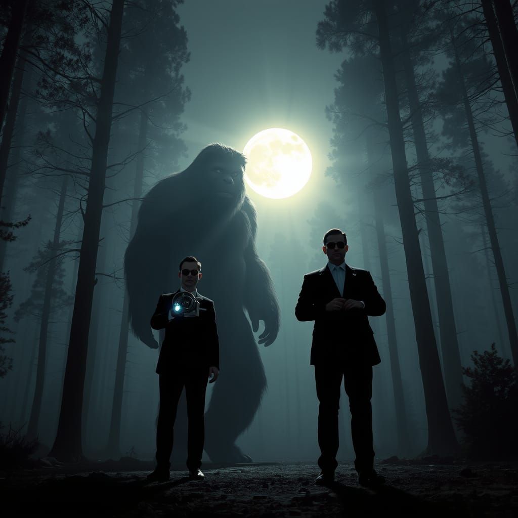 Mysterious Sasquatch Encounter in Moonlit Forest