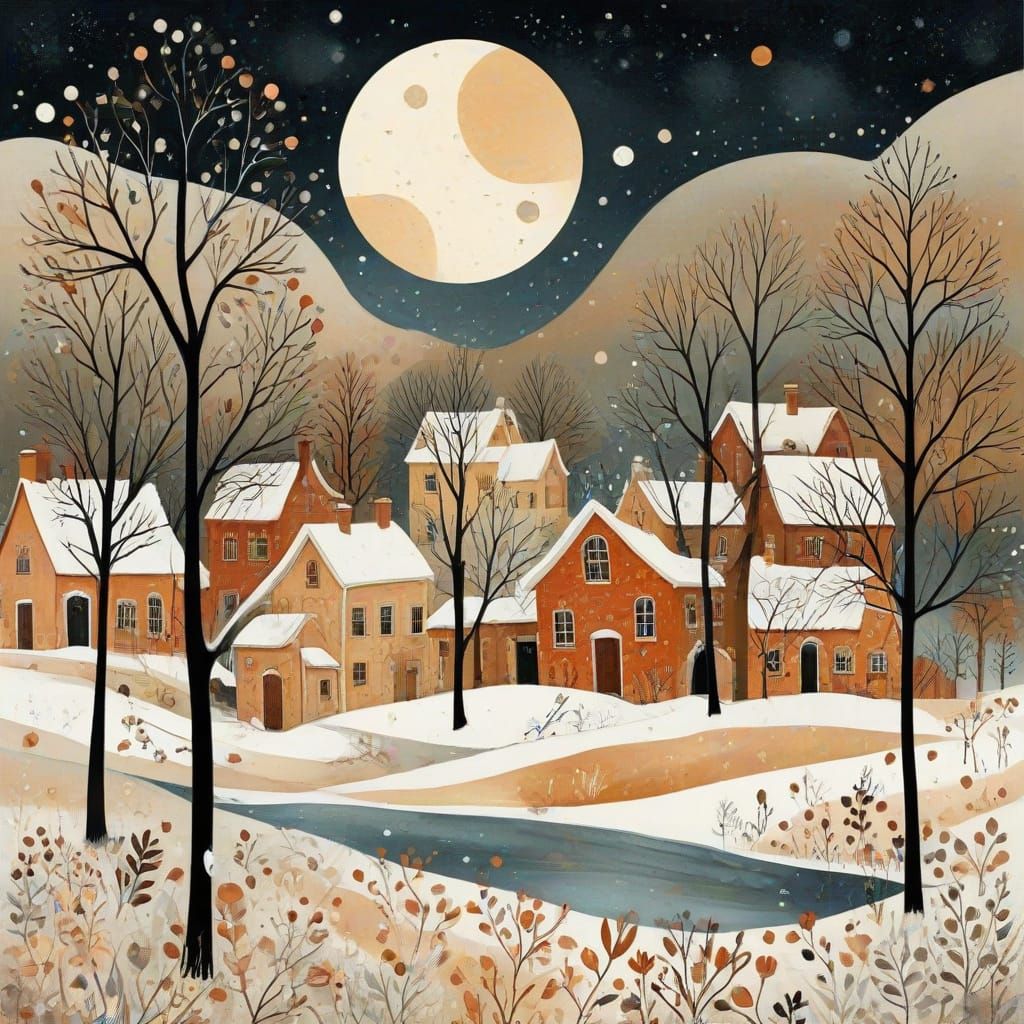 Christmas in a Folk Art Nouveau Village