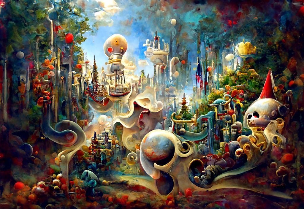 Surreal Ultraworld Adventure as Oil Painting
