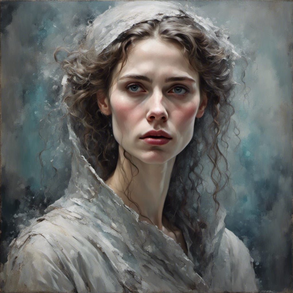 Dramatic Oil Portrait of a Dark-Haired Woman