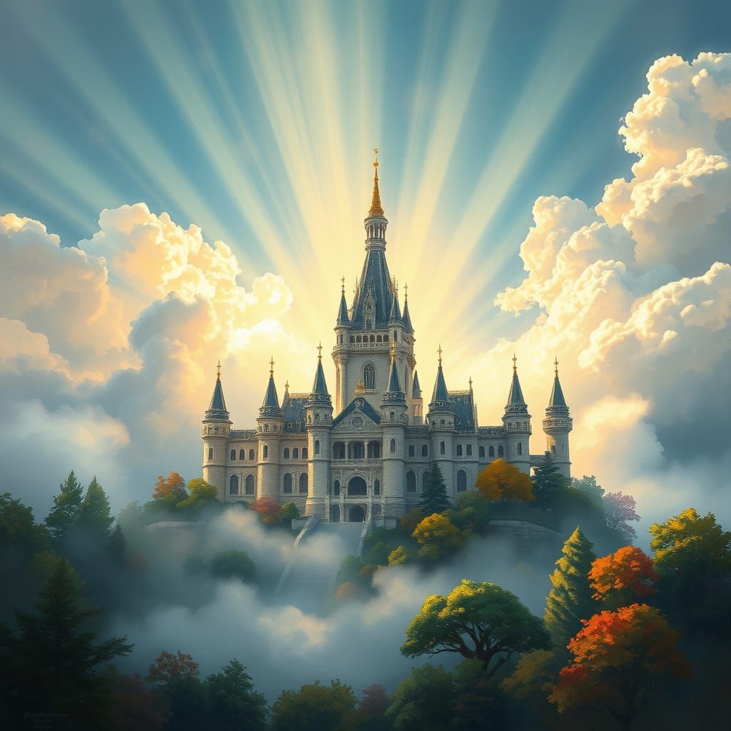 Ethereal Grand Château in Divine Light, Whispers of Fantasy ...
