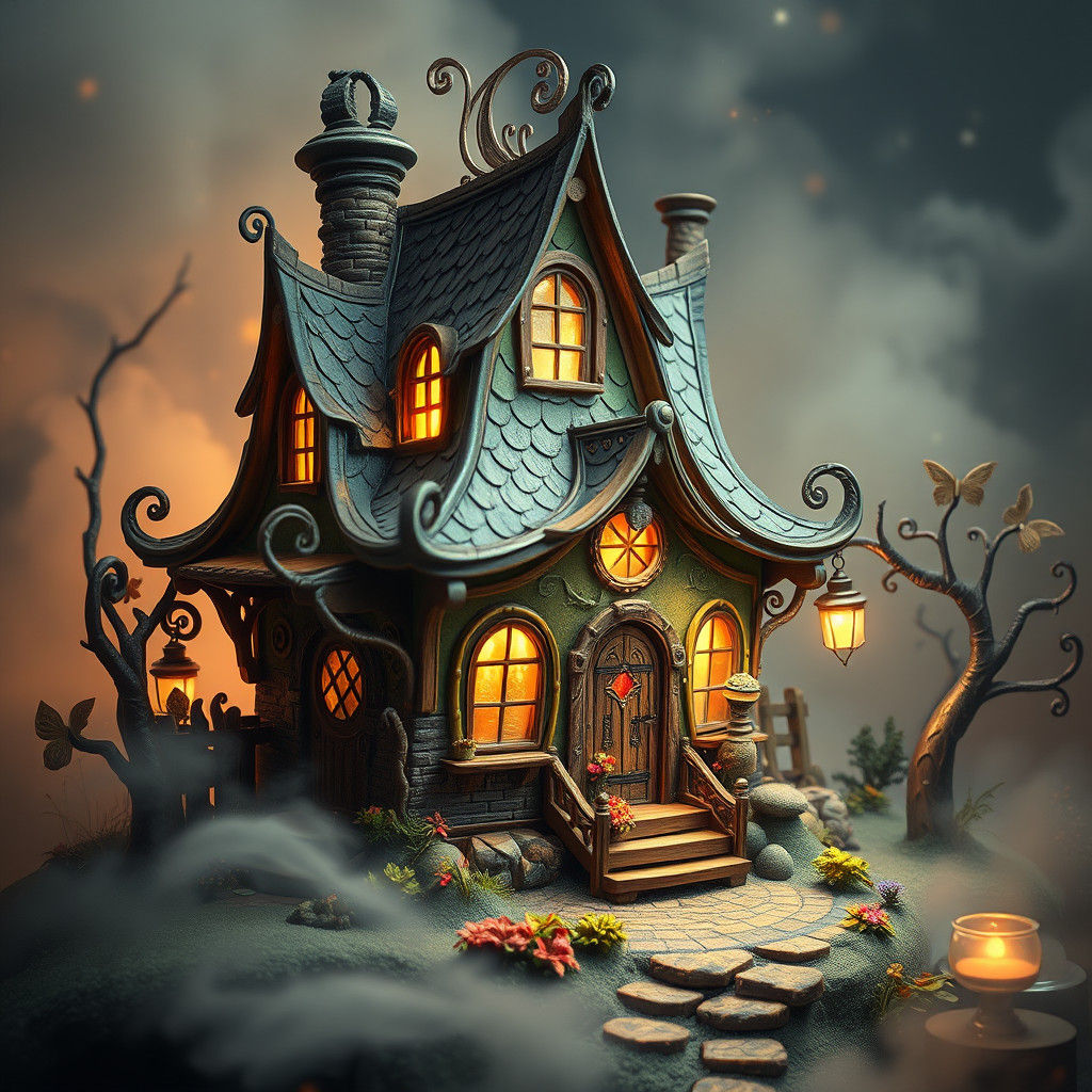 Enchanted Cottage in Dreamlike Mist