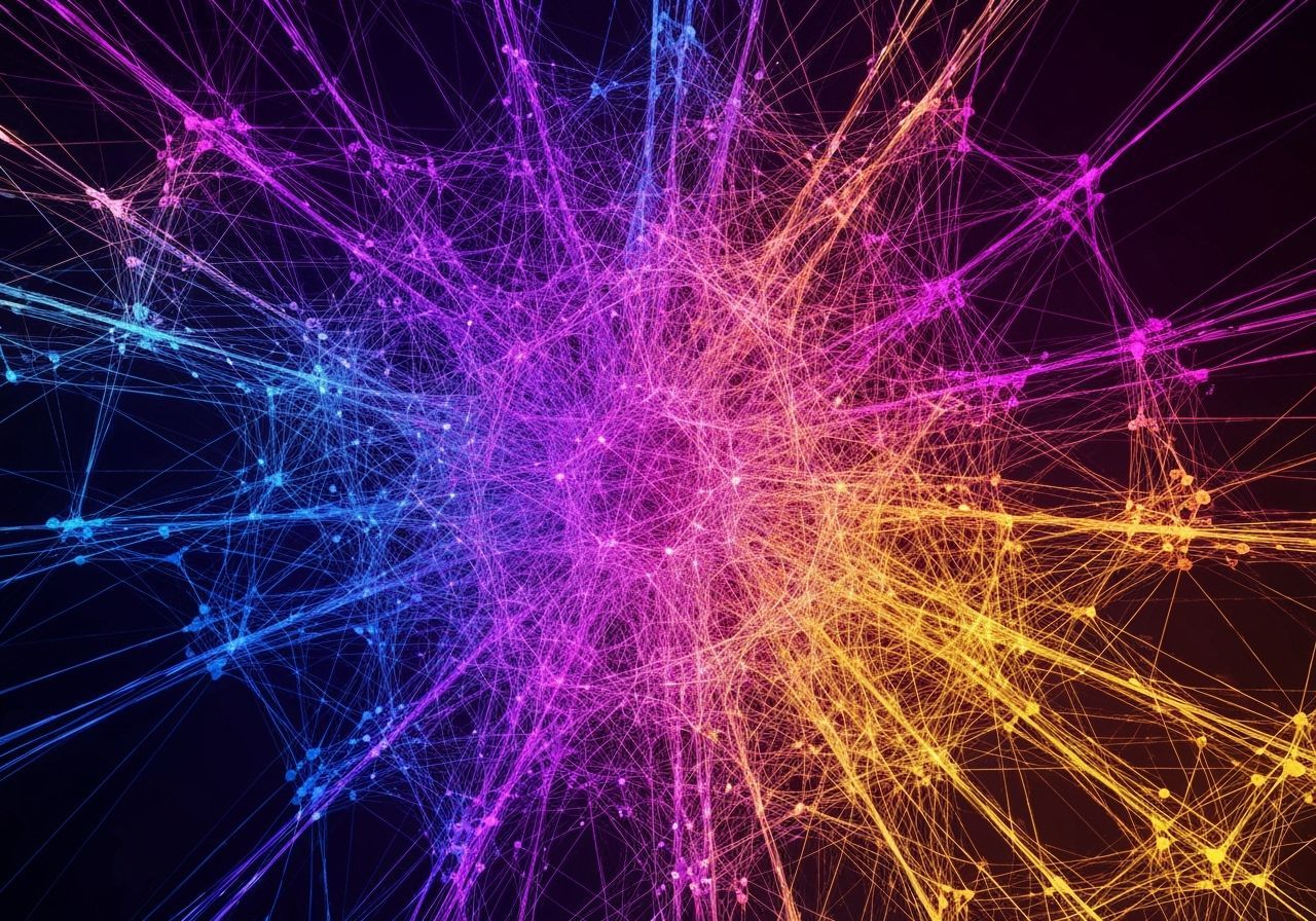 Vibrant Abstract Network of Glowing Fibers