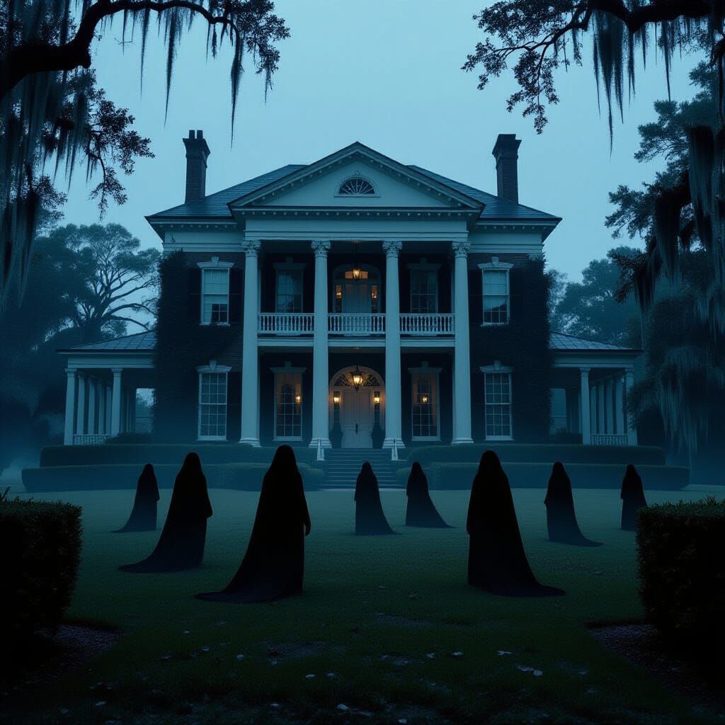 Haunted Southern Mansion with Ghosts, Cinematic Film Still