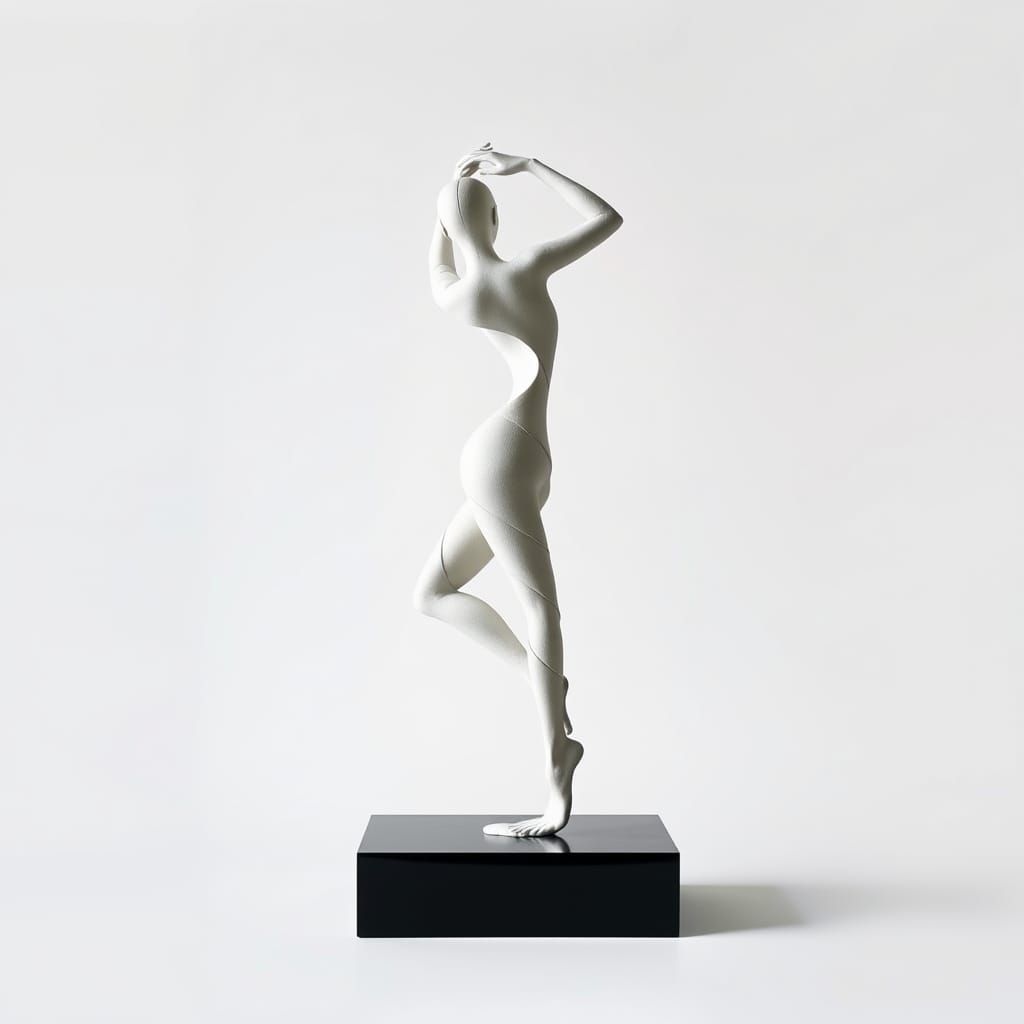 Surrealist Twist Sculpture in Monochromatic Hues
