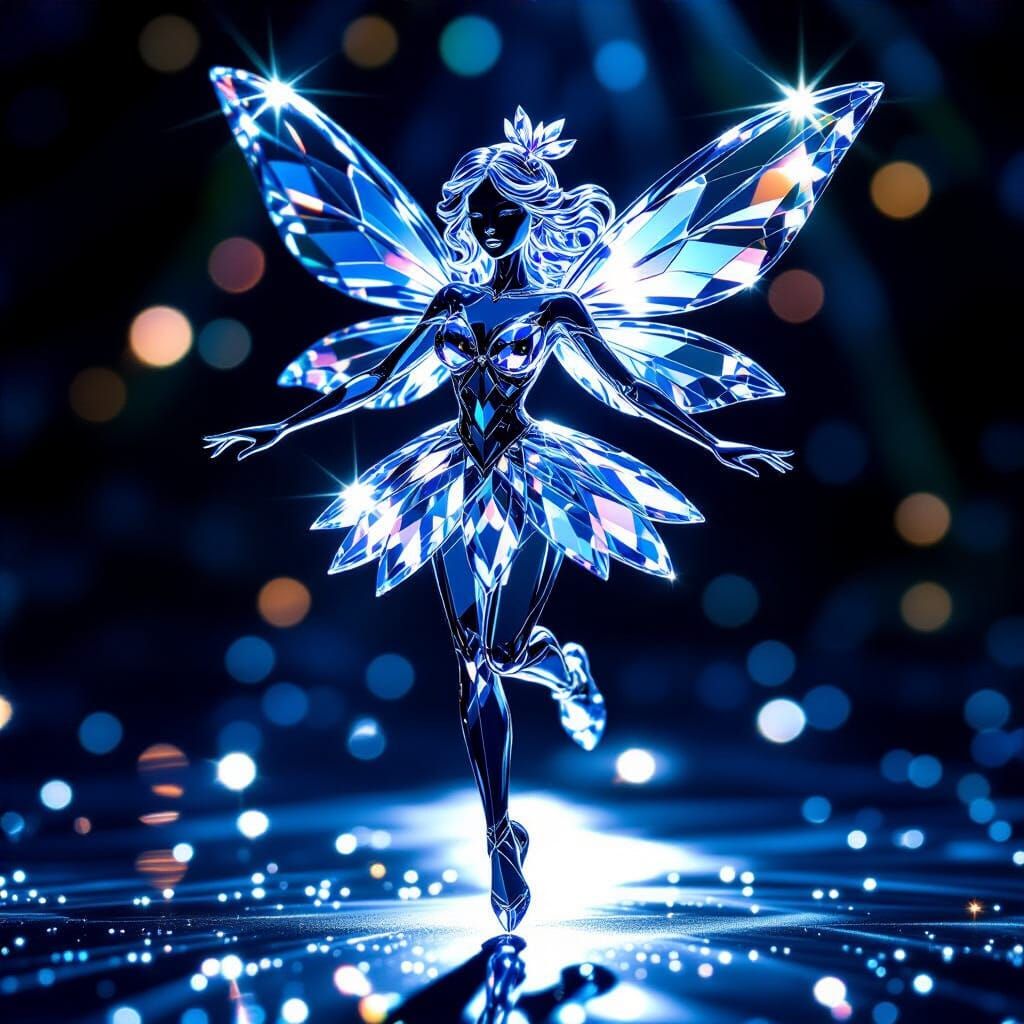 Sapphire Fairy Statue in Hyperrealistic Style