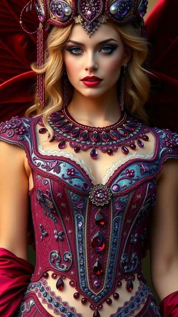 Goddess in Mosaic Corset, Baroque Art Style