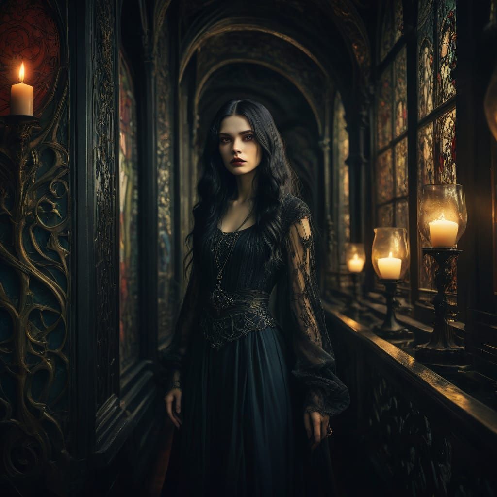 Elegant Vampire in Ornate Chamber