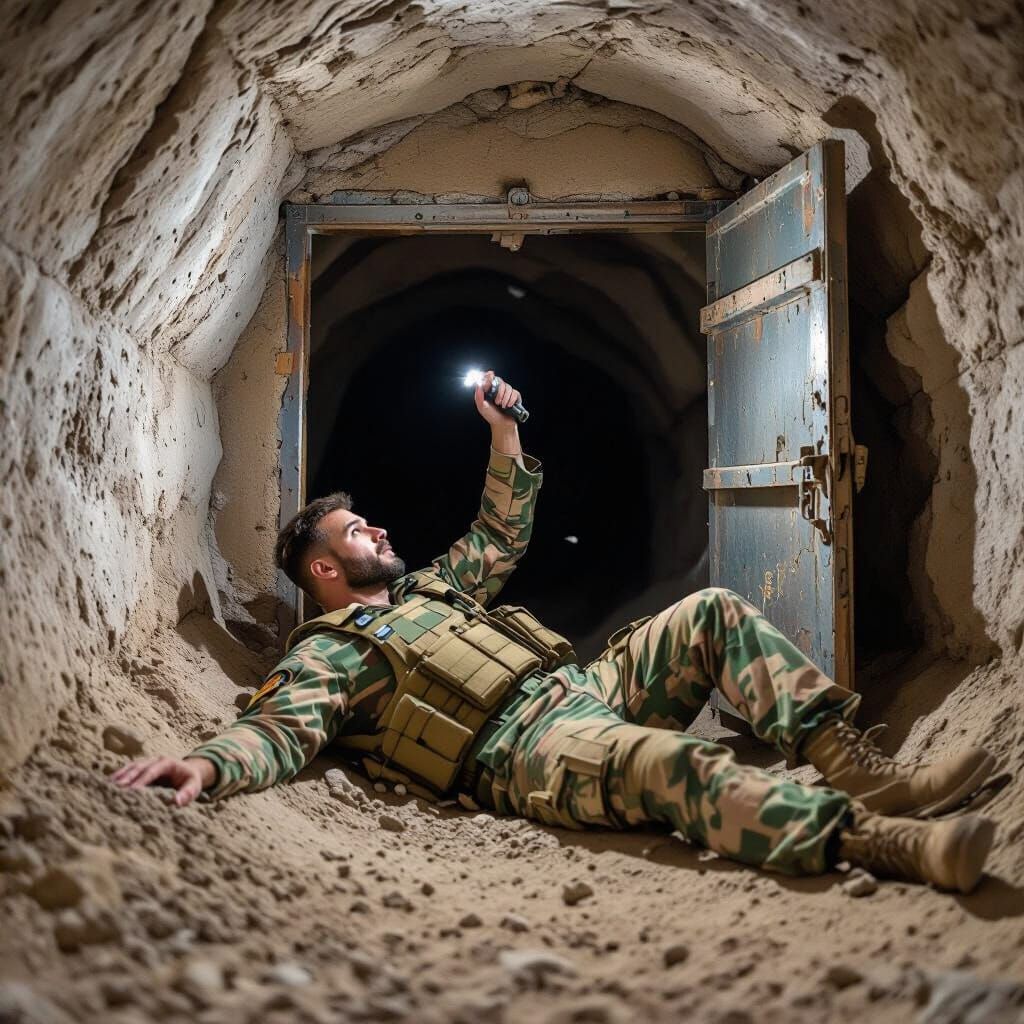 Soldier Discovers Hidden Tunnel with Open Safe