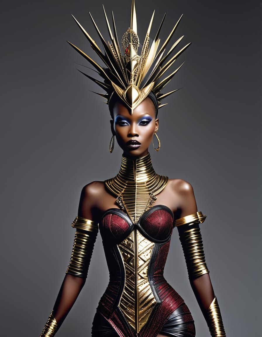 Opulent African Queen in Avant-Garde Fashion