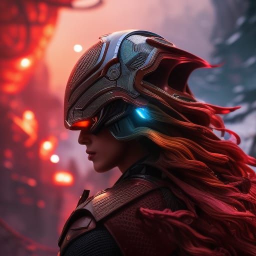 Retro Sci-Fi Hero in Alien Forest, Hyperrealistic Style