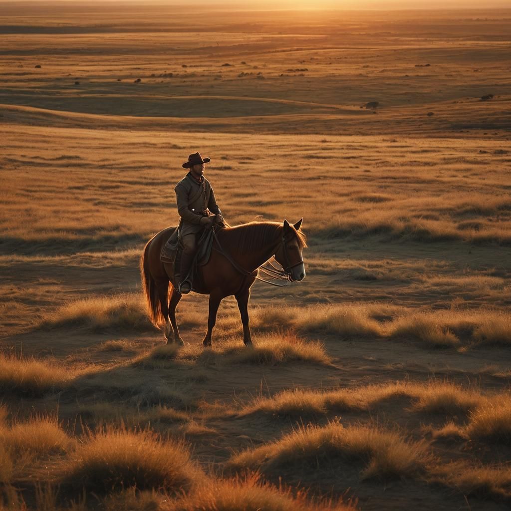 Cowboy Sunset: A Western Cinematic Still