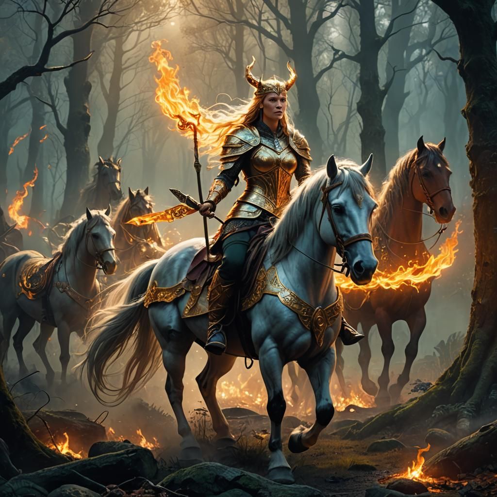 Brunhilde: Norse Goddess in Mystical Forest