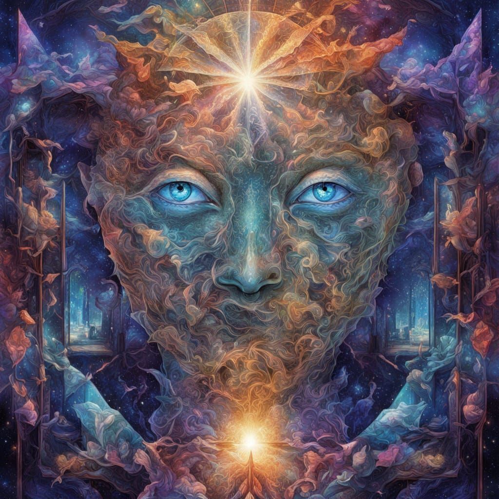 Ethereal Cosmic Light Amidst Post-Human Life