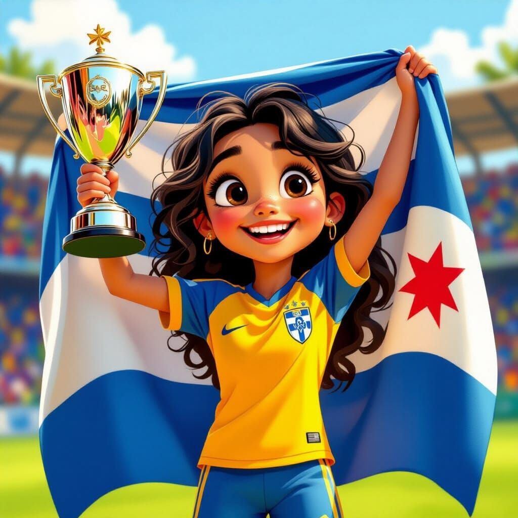 Victorious Girl Soccer Player: Disney-Pixar Style