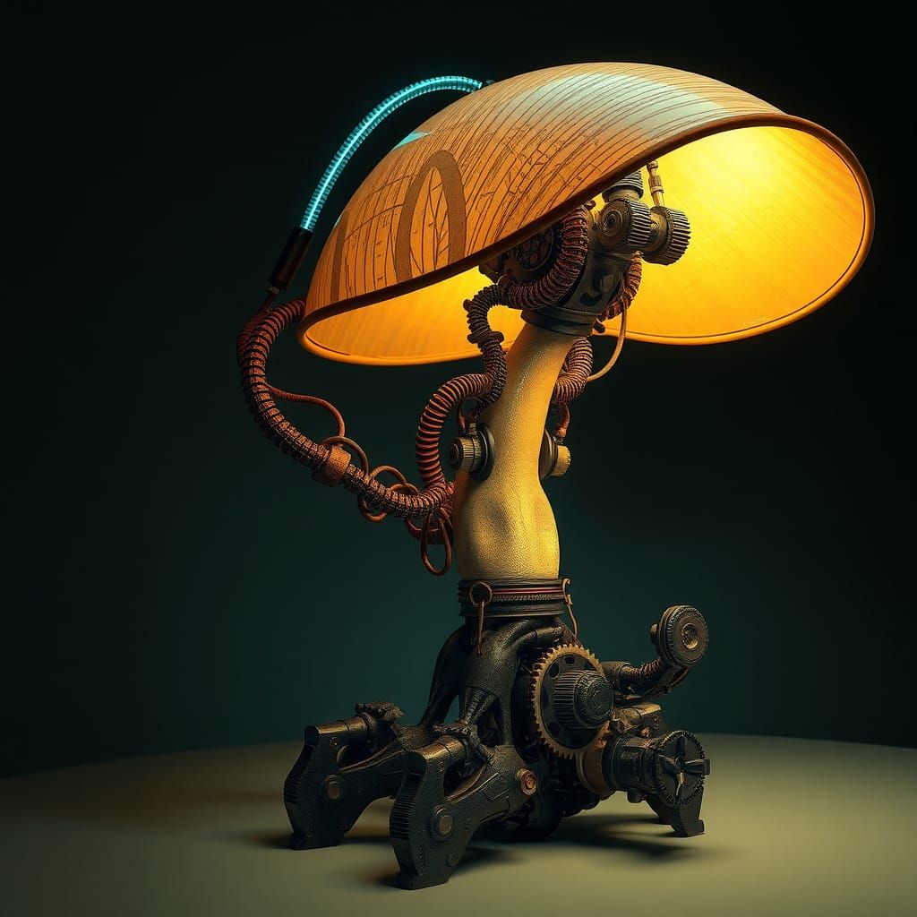 Biomechanical Lamp with Organic and Metallic Elements