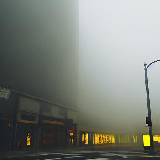 Surreal Mannequins in Neon Fog