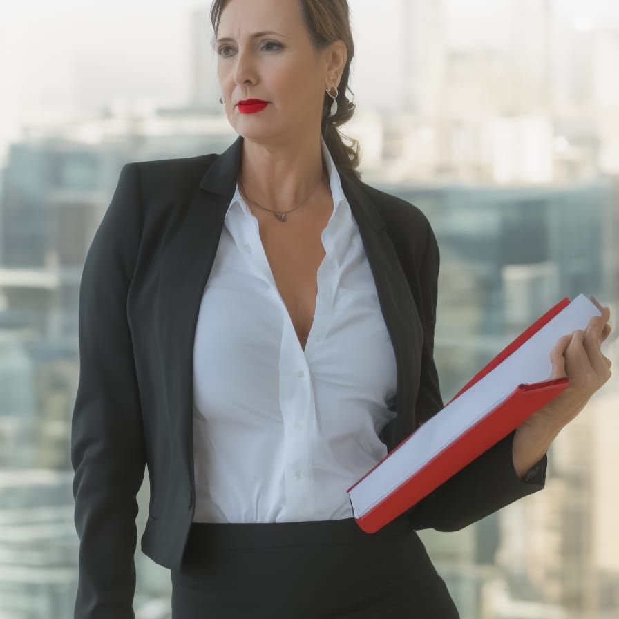 Businesswoman with Folder in Office Setting