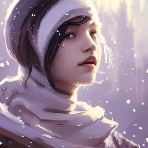 Winter Girl Portrait in Hyperdetailed Digital Art